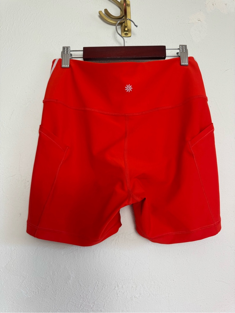 ATHLETA Red Interval Stash 5 Inch Short White Stripe - Picture 6 of 10
